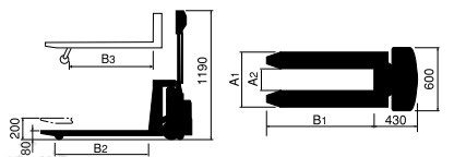 NER-100型電動(dòng)搬運(yùn)車(chē)尺寸圖