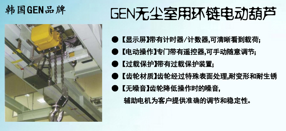 韓國進(jìn)口無塵室用電動葫蘆圖