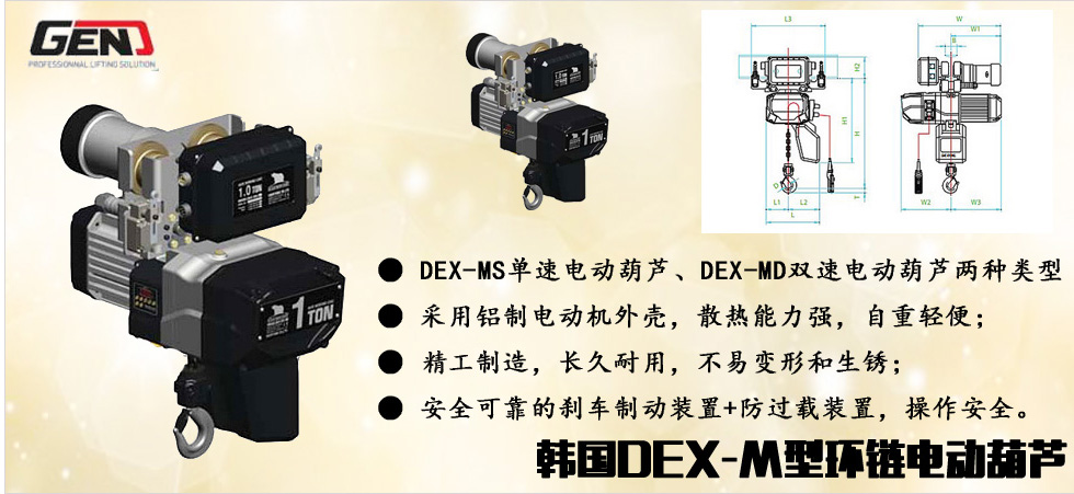 韓國DEX-M型進(jìn)口環(huán)鏈電動葫蘆圖